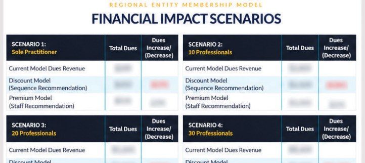 Financial impact scenarios slide with four comparison tables
